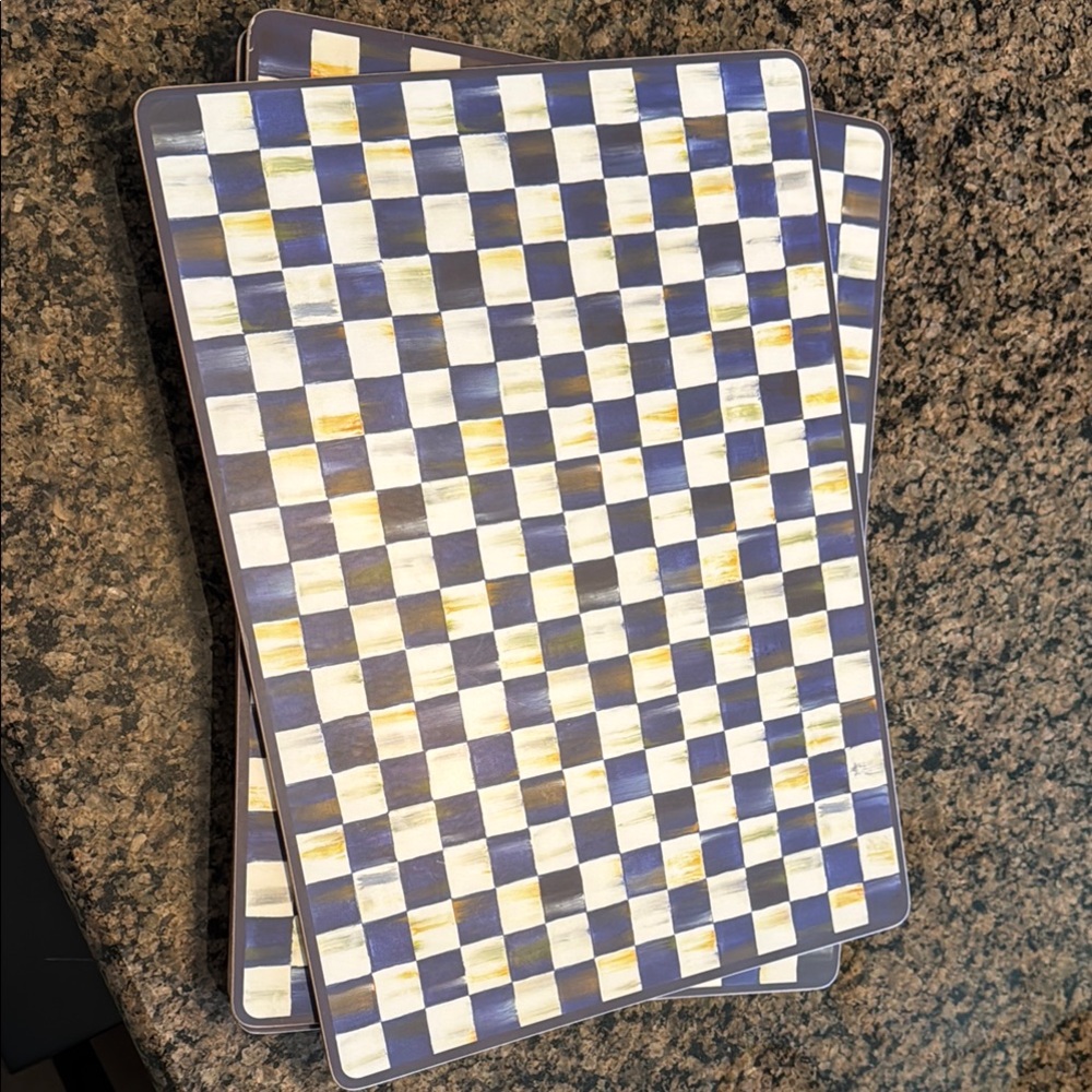 2 Sets Qty 8 Mackenzie Childs Royal Check Placemats